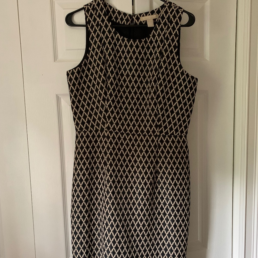 Banana Republic black and beige print midi dress